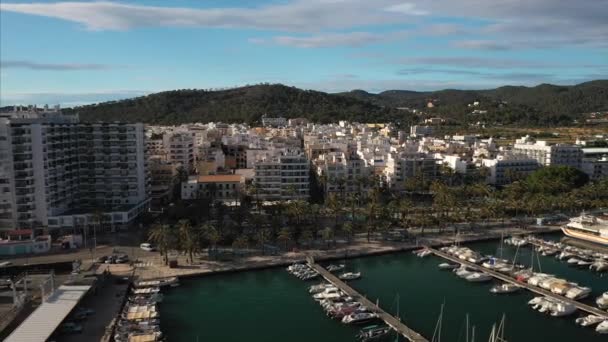 Beautiful view of the bay with yachts aerial view — Stock Video