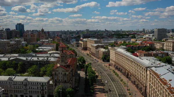 Vista aérea de Khreshchatyk no centro da cidade de Kiev — Fotografia de Stock