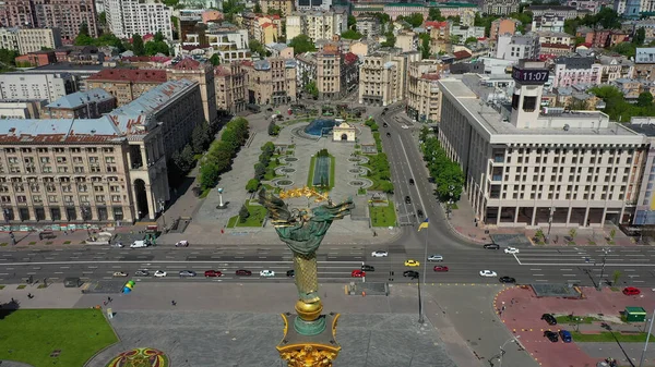 30.05.2020 Kiev Ucrânia. Fotografia aérea de Maidan Nezalezhnosti. — Fotografia de Stock