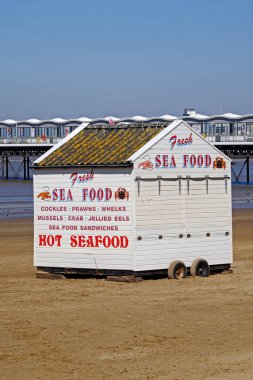 Weston-super-Mare, İngiltere sahilinde deniz ürünleri satan bir tezgah.