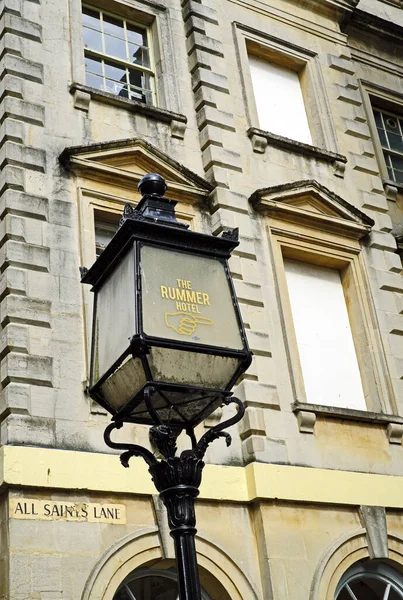 Sign Form Street Lamp Giving Directions Rummer Hotel Bristol — Stock Photo, Image