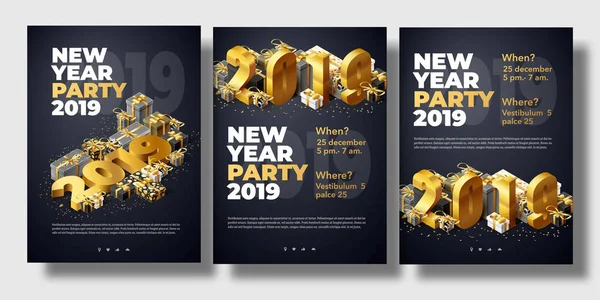 Gott nytt år 2019 bakgrund plats för text broschyr — Stock vektor