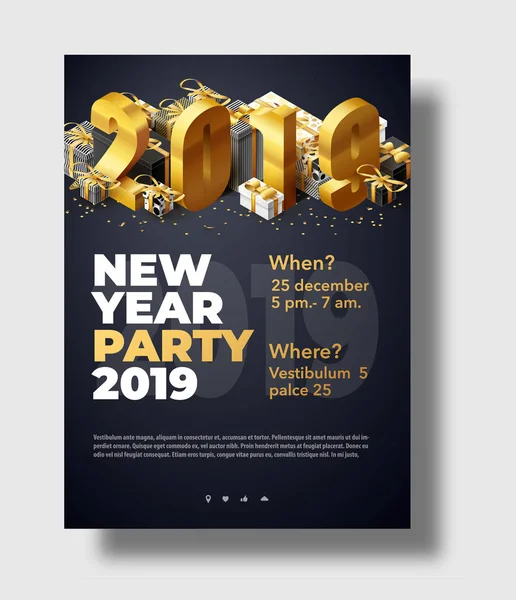 Felice anno nuovo 2019 luogo di sfondo per la brochure di testo — Vettoriale Stock