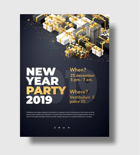 Feliz año nuevo 2019 lugar de fondo para el folleto de texto — Archivo Imágenes Vectoriales