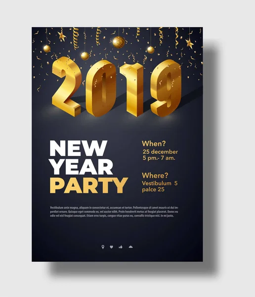 Gott nytt år 2019 bakgrund plats för text broschyr — Stock vektor