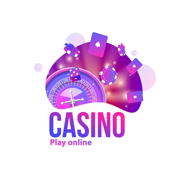 Casino nesneleri bir yerde metin için — Stok Vektör