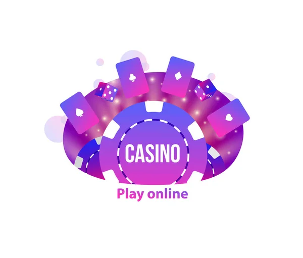 Casino objetos logotipo lugar para texto — Vetor de Stock