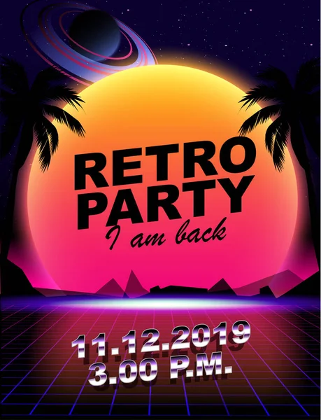 Retro wave pozadí místo pro text — Stockový vektor