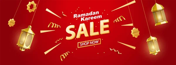 Ouro ramadan kareem fundo lugar para banner venda de texto — Vetor de Stock