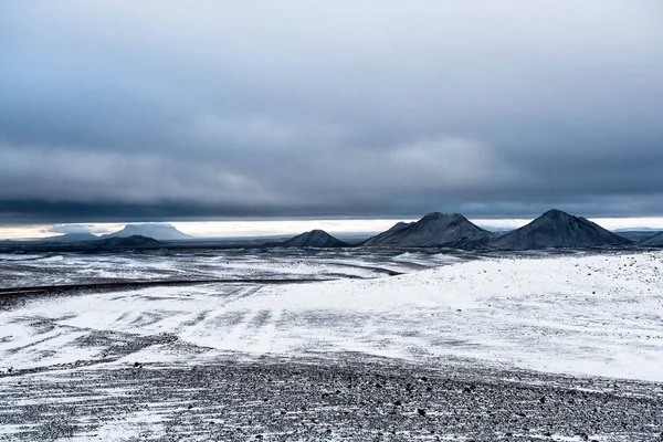Сніжний Пейзаж Ісландії Хігтлендс Кінці Жовтня — стокове фото