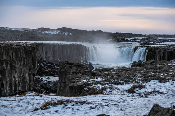 Selfoss Waterfall Northeast Iceland Runs Rock Gorge — Stock Photo, Image