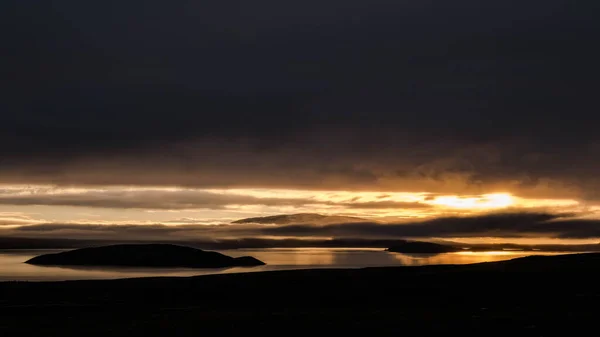 Útban Gullfoss Felé Reykjavikból Izlandról Egy Csodálatos Napfelkelte — Stock Fotó