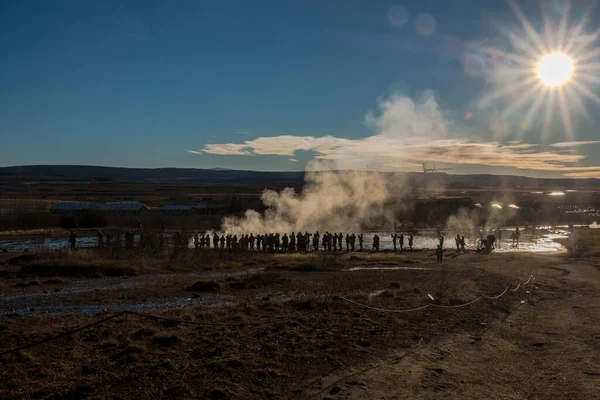 Περιοχή Geysir Στην Ισλανδία Είναι Γεμάτη Λακκούβες Πολύ Υψηλής Θερμοκρασίας — Φωτογραφία Αρχείου