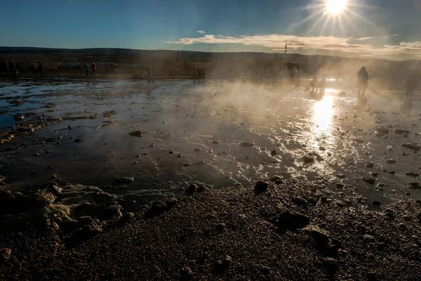 Geysir Area Iceland Full Puddles Very High Temperature Water Emitting — Stock Photo, Image