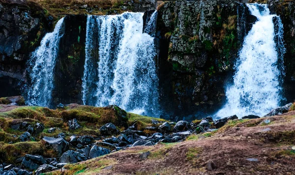 Kirkjufellfoss Vízesés Grundarfjorur Városában Nyugat Izlandon — Stock Fotó