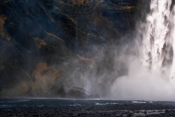 Skogafoss Ett Spektakulärt Vattenfall Södra Island — Stockfoto