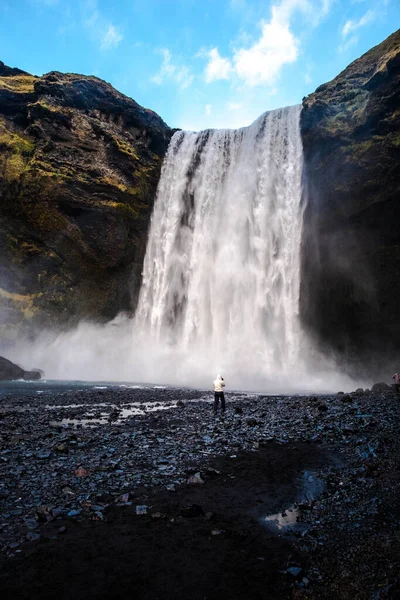 Skogafoss Ein Spektakulärer Wasserfall Süden Islands — Stockfoto
