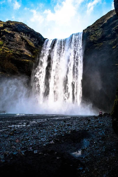 Skogafoss Ett Spektakulärt Vattenfall Södra Island — Stockfoto