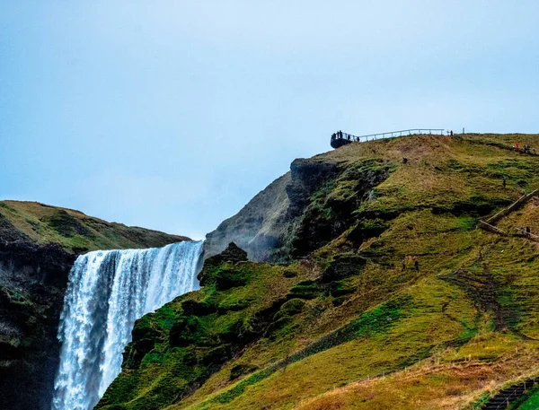 Skogafoss Ett Spektakulärt Vattenfall Södra Island — Stockfoto