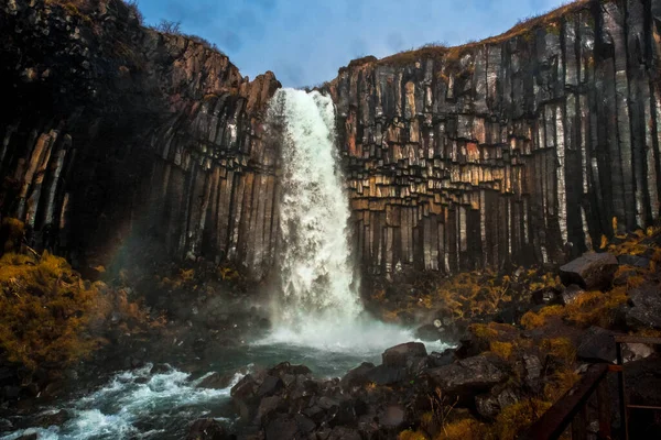 Svartifoss Látványos Vízesés Skaftafell Nemzeti Park Dél Izland — Stock Fotó