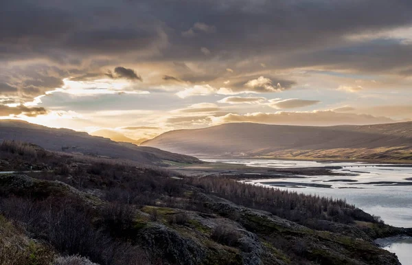 Lagarfljot Rzeka Która Rozszerza Się Jezioro Wschodniej Islandii — Zdjęcie stockowe