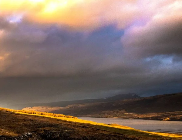 Lagarfljot Lac Coucher Soleil — Photo