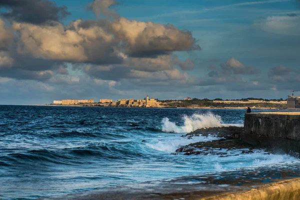 Mer Des Caraïbes Depuis Malecon Havane Cuba — Photo