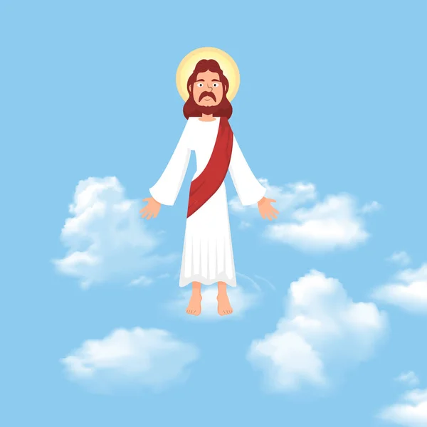 Ascension Jesus Christ Blue Sky Vector Illustration Ascension Day — Stock Vector