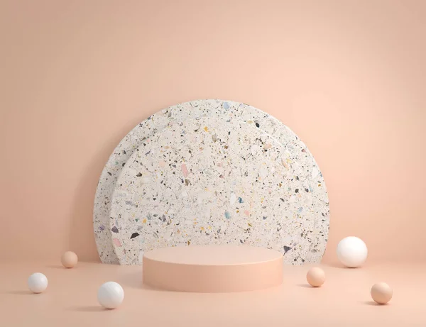 Minimal Modern Podium Marble Terrazzo Background Render — Φωτογραφία Αρχείου