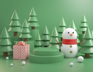 Noel Mockup Podyumu Konsepti Noel ağacı Arkaplanı 3D Hazırlama