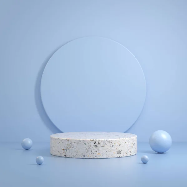 Modern Minimal Clean White Stone Marble Scene Primitive Shape Blue — Stock Photo, Image