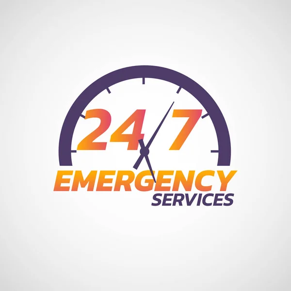 7 gün 24 saat acil durum hizmetleri logo simge. Vektör çizim