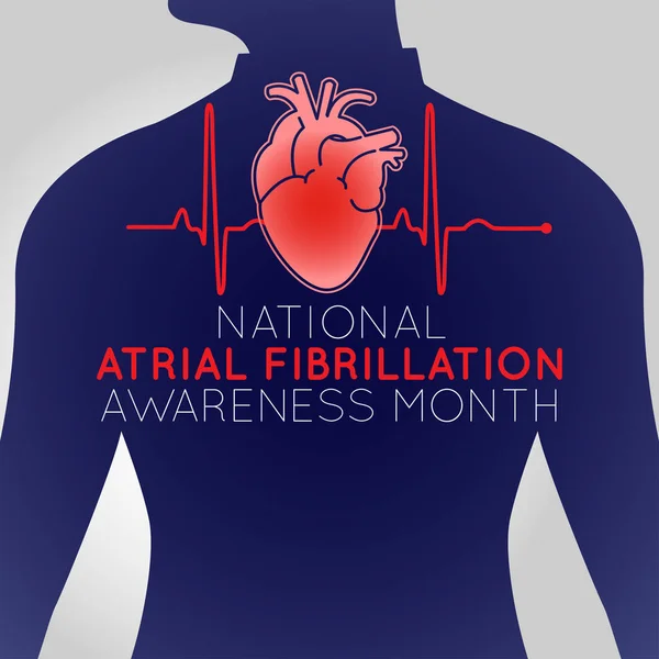 Nacional Mês Conscientização Sobre Fibrilação Atrial Vetor Logotipo Icon Ilustração — Vetor de Stock