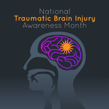 Ulusal travmatik beyin hasarı Farkındalık ay vektör logo simge tasarlamak