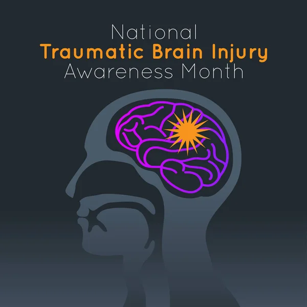 全国创伤性脑损伤意识月份矢量徽标图标图示 — 图库矢量图片