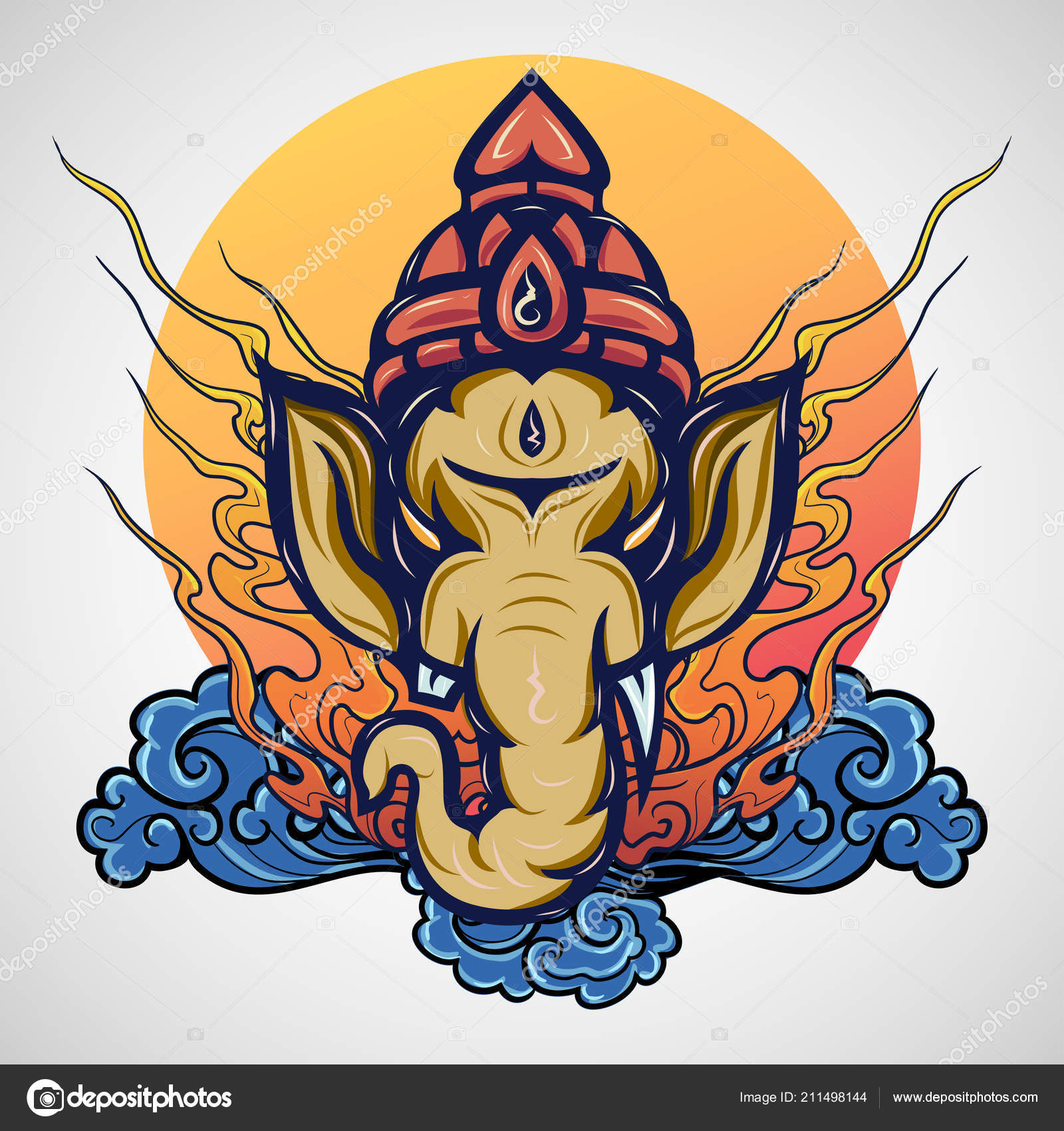 Modern line art illustration of Lord Ganesha. 24242750 Vector Art at  Vecteezy