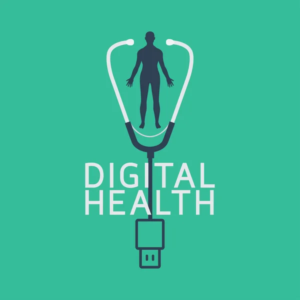 Digitale Gesundheitskonzepte Logo Icon Design Vektorillustration — Stockvektor