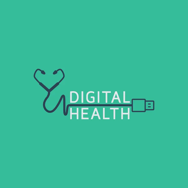 Digitale Gezondheid Concepten Logo Pictogram Ontwerp Vectorillustratie — Stockvector