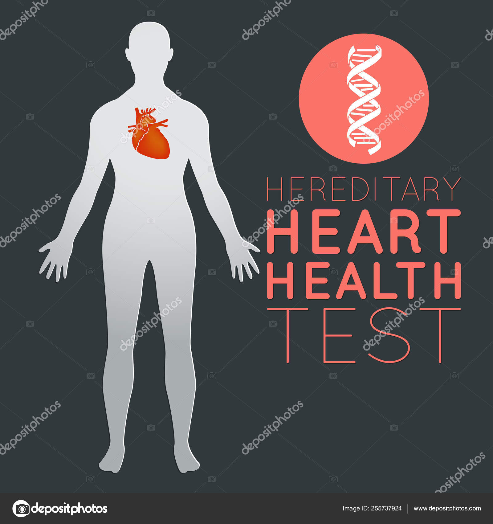 Hereditary Heart Health Test logo icon design, medical vector il Stock