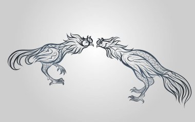 Dövüş Rooster vector logo simge illüstrasyon