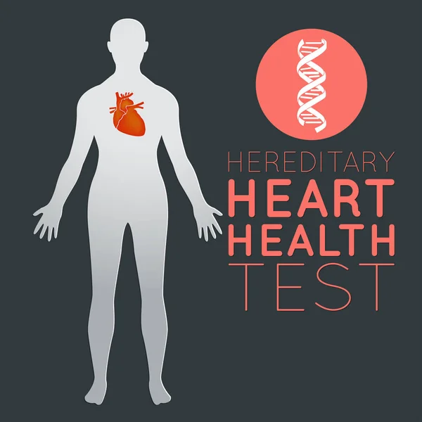Дизайн логотипа теста на наследственное здоровье сердца, медицинский вектор il — стоковый вектор