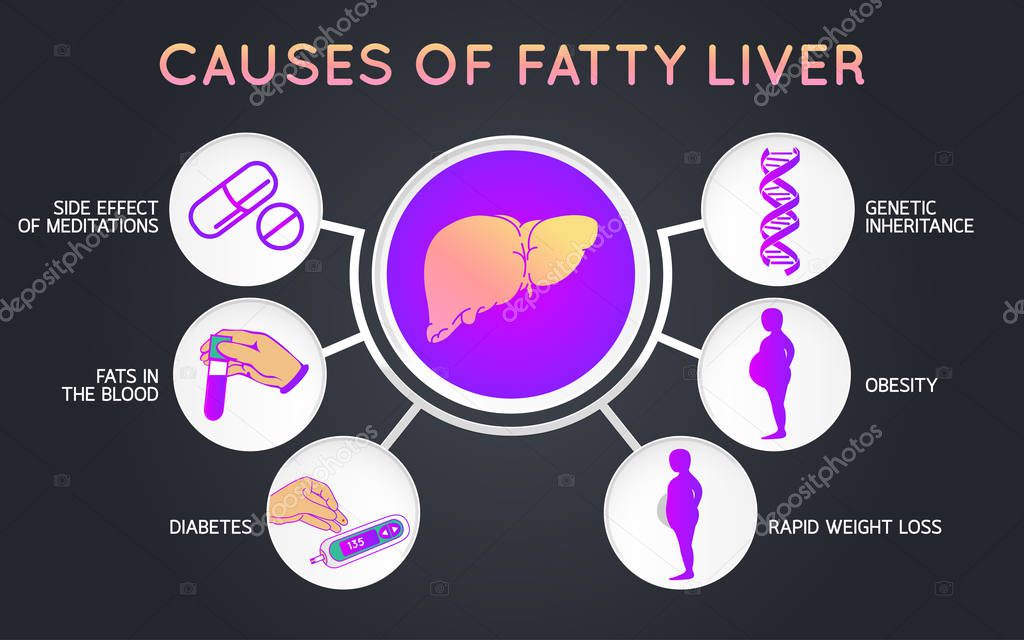 causes of fatty liver logo icon design, medical vector illustrat