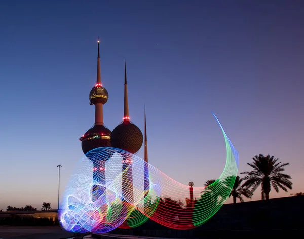 Wire Spiral Circular Direction Creating Extraordinary Light Painting Effects Kuwait — Stock Photo, Image