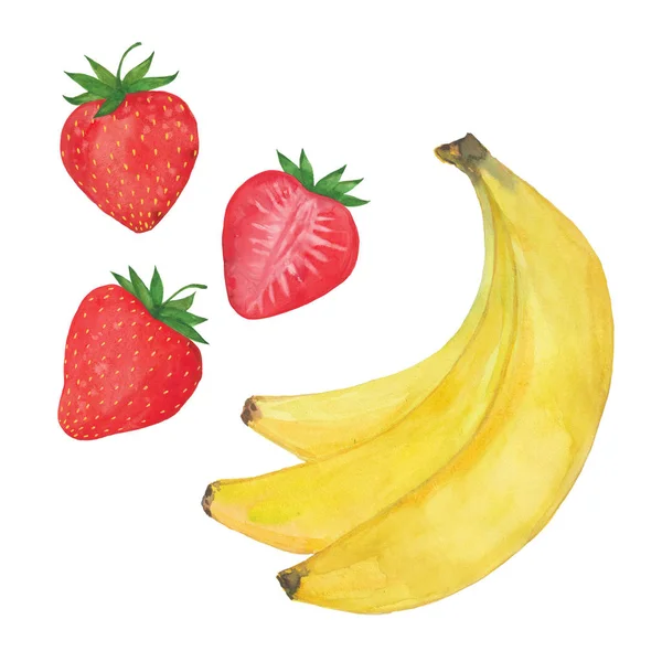 Erdbeeren und Bananen — Stockfoto