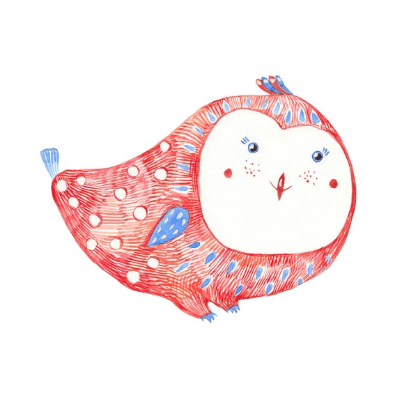 Watercolor cute owl — Stock Photo, Image