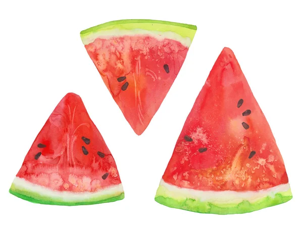 Drei Scheiben Wassermelone — Stockfoto
