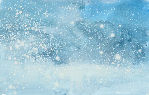 Watercolor winter snowstorm — Stock Photo, Image