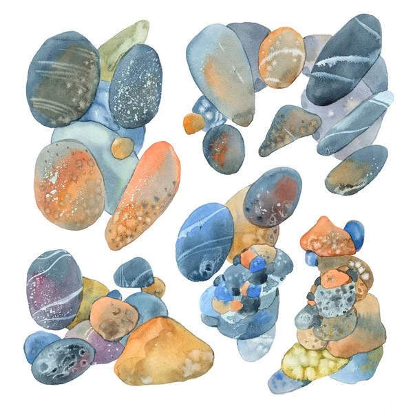 Watercolor  sea stones — Stock Photo, Image