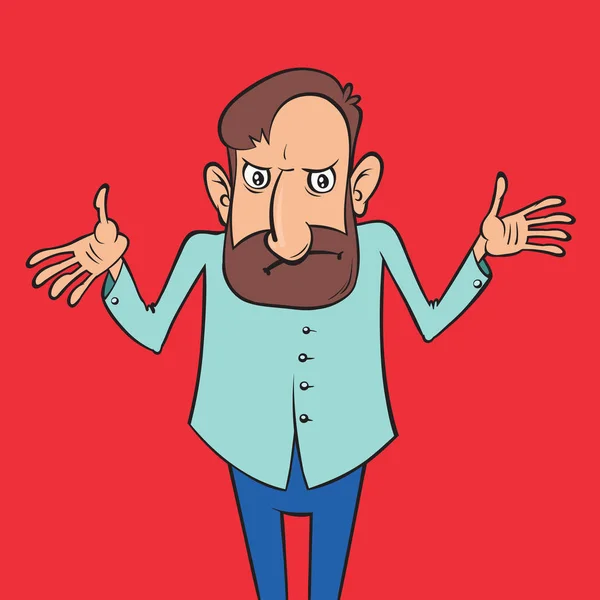 Homme dessin animé haussements d'épaules — Image vectorielle