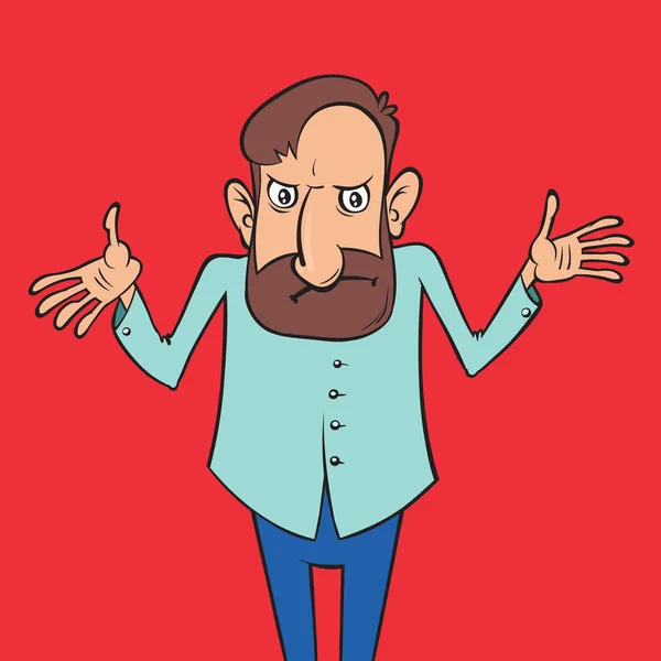 Cartoon man haalt — Stockvector